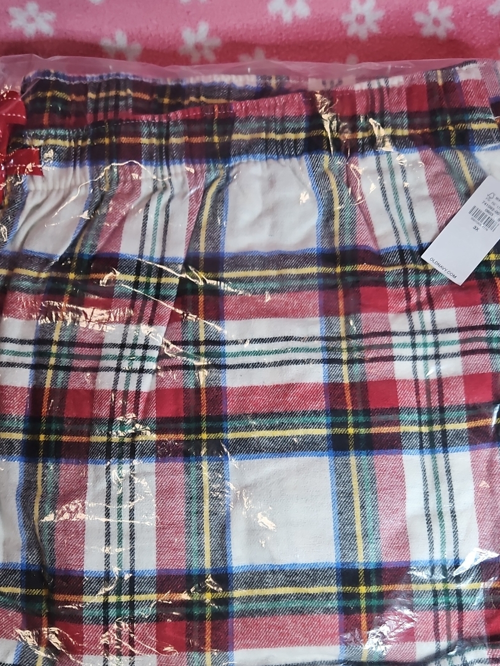 Old Navy Red and White Plaid Cotton Pajama Bottoms